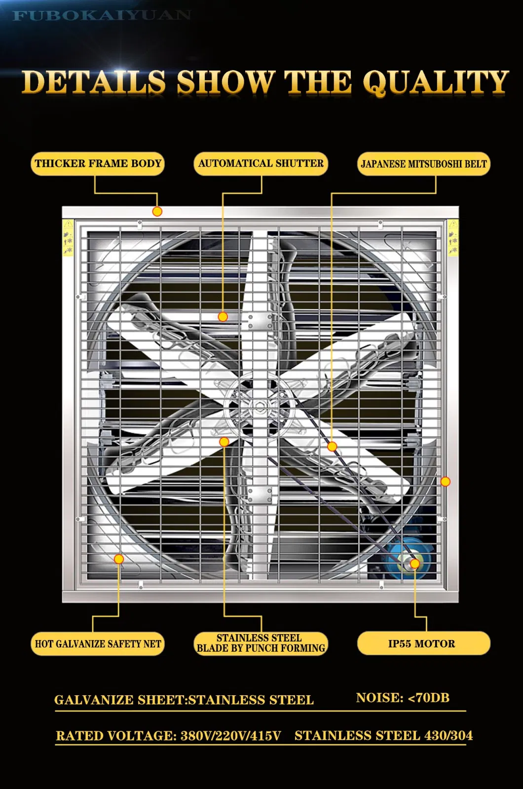 50inch Swing Drop Hammer Ventilation Exhaust Poulty Fan/Cooling Fan for Chickenhouse/Pig House/Greenhouse/Industry/Warehouse with CE