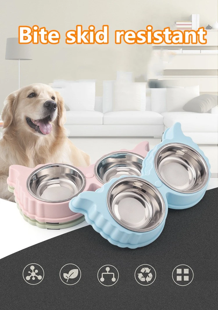 Elevated Double Diner Cat Bowl with 2 Stainless Steel Bowls