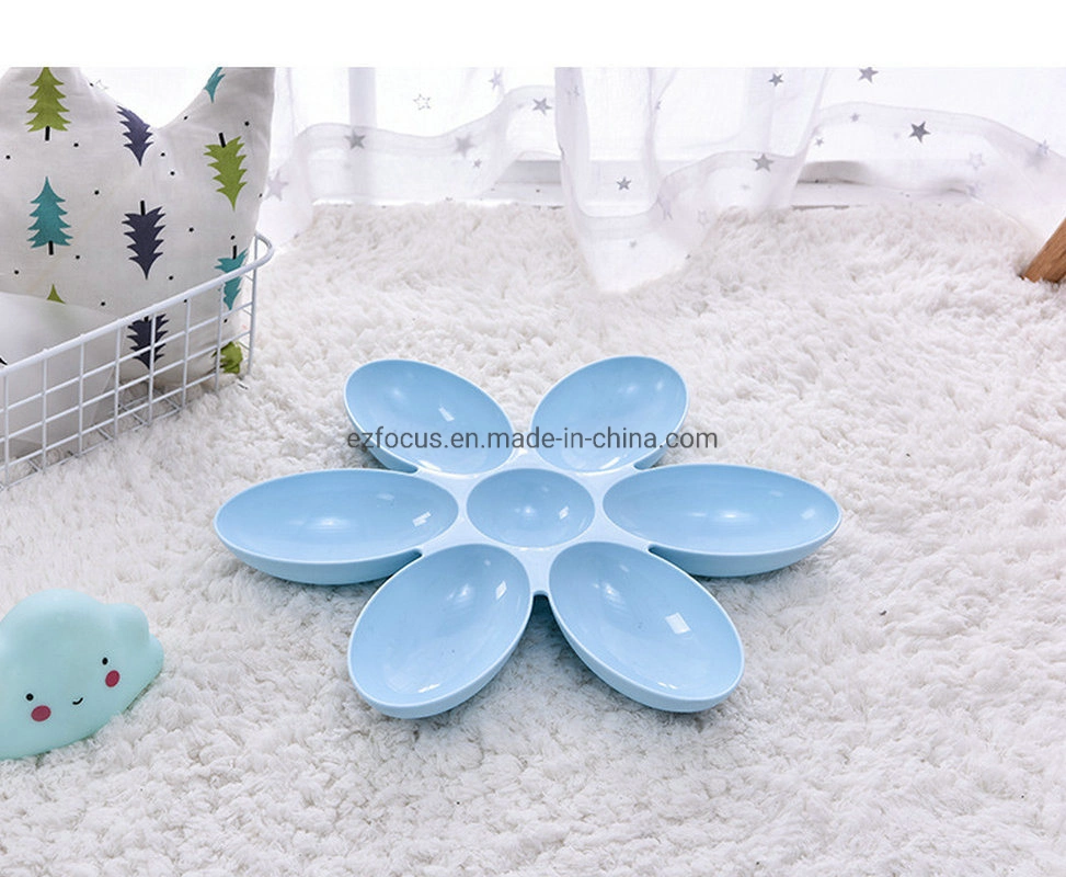 Pet Bowl Dog Feeding Bowl 6 in 1 Flower Petal Design Home Portable Food and Water Dish Plastic Feeder for Puppies and Kittens Wbb12689