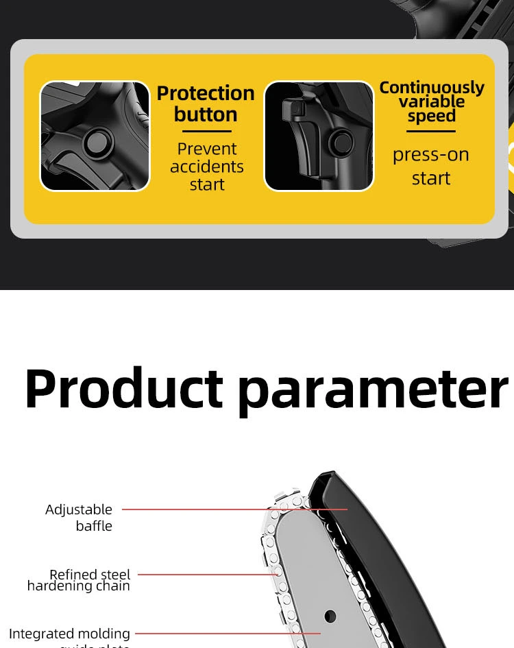 Gold Index 21V 4 Inch Portable Battery Cordless Electric Lithium Mini Chainsaw Chain Saw