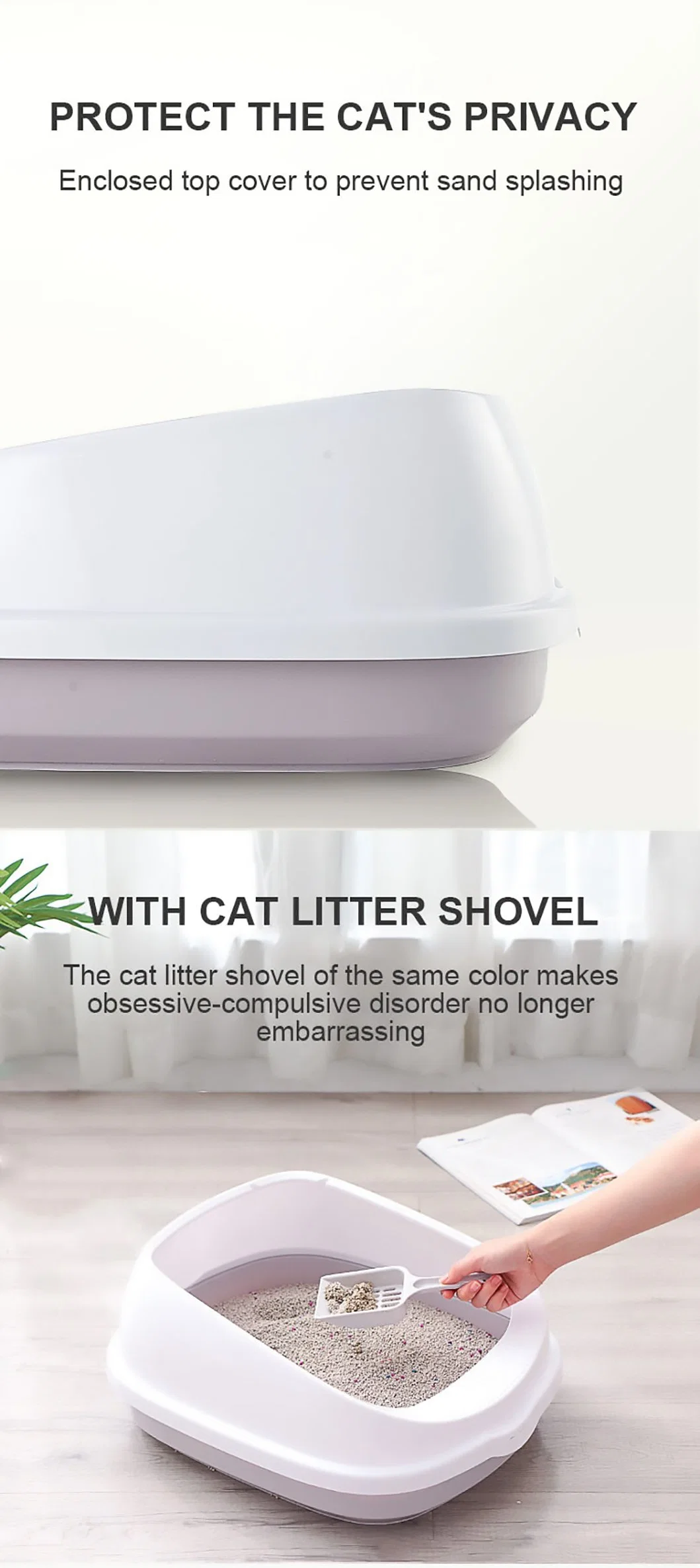 Semi-Enclosed Easy to Clean Cat Litter Box