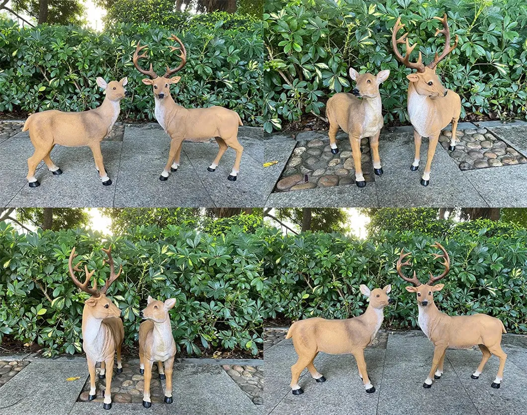 Resin Standing Couple Deer Sculpture Garden Art Yard Ornament Lawn