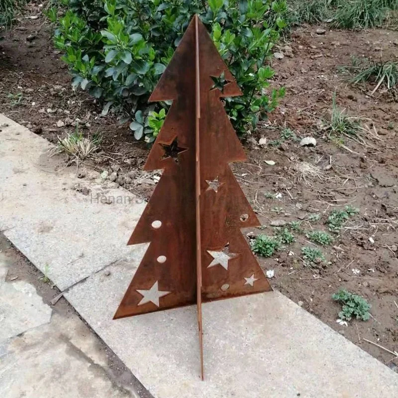 Garden Ornaments Rusty Metal Christmas Tree in Corten Steel