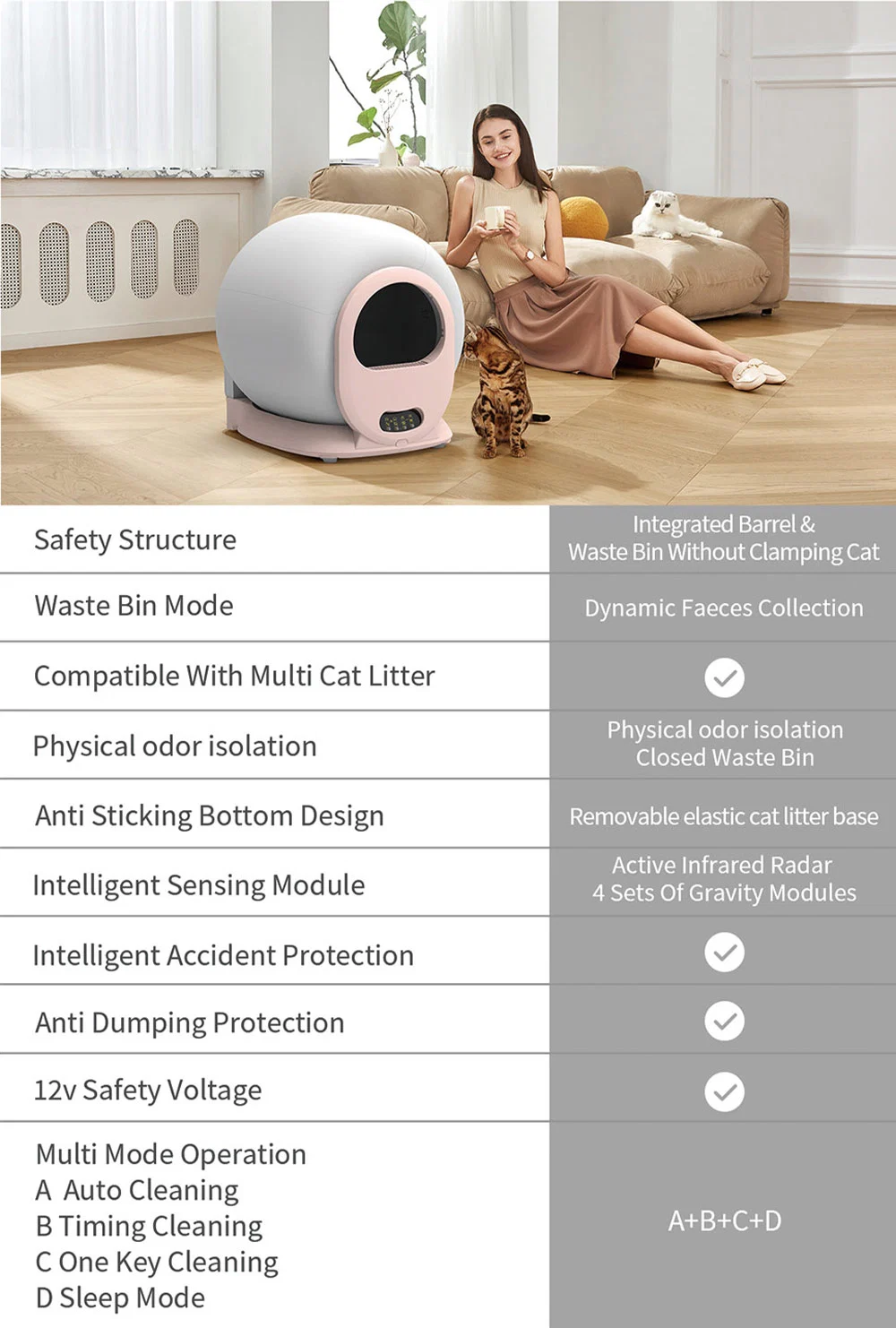 65L Electric Pet Product Intelligent APP Remote Control Self-Cleaning Cat Litter Box