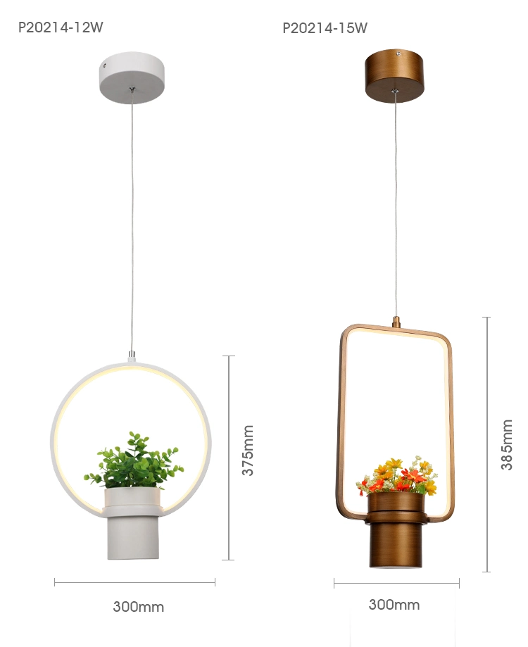 Morden Designer Pot Culture Flowers Plants 15W Hanging Indoor LED Pendant Light