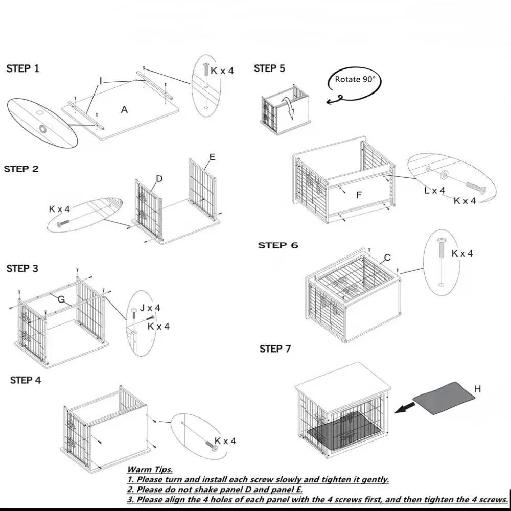 Versatile 44-Inch Multi-Functional Dog Crate Furniture Dog Kennel with Double Door