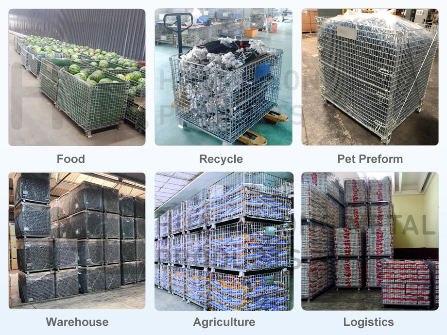 Galvanized Warehouse Stackable Steel Pet Preform Storage Wire Mesh Crate