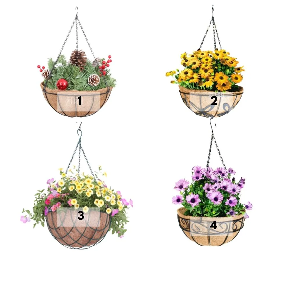 Hanging Flower Basket Coconut Coir Husk Flower Pot Indoor Outdoor Hanging Plant Pot Wyz19669