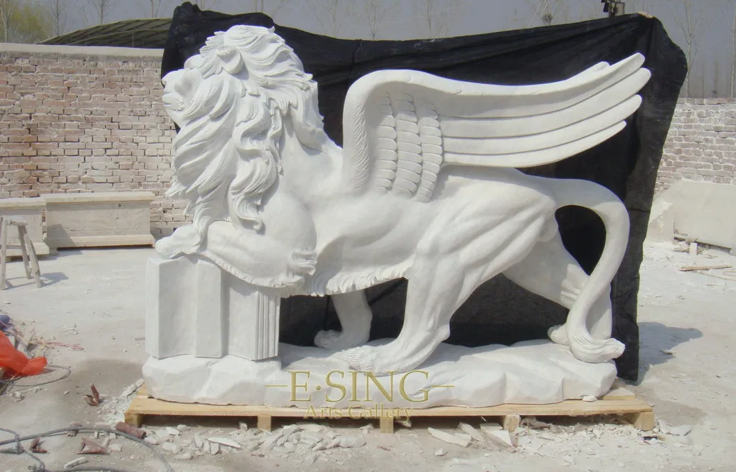 Life Size Outdoor Decoration Carving Marble Lying Lion Statue
