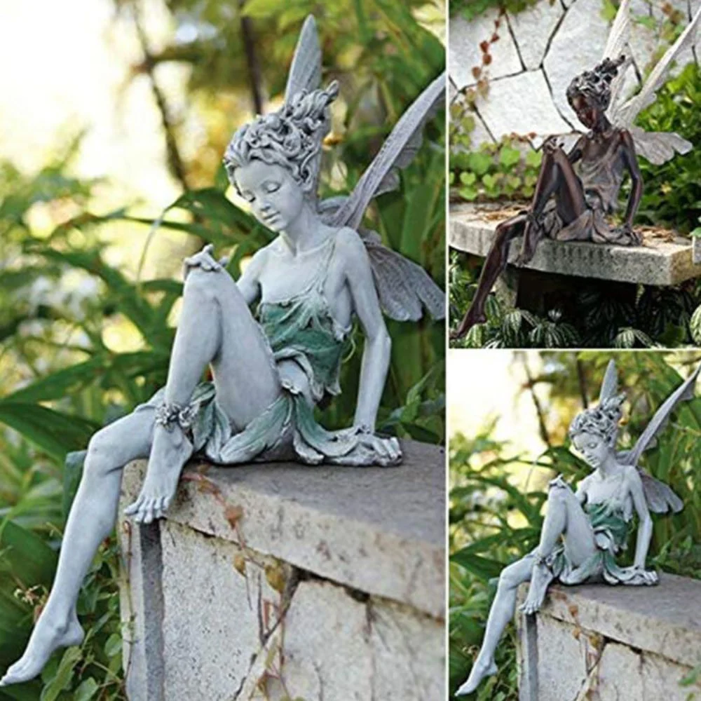 Fairy Statue Ornament Porch Sculpture Yard Garden Decoration Ci25193