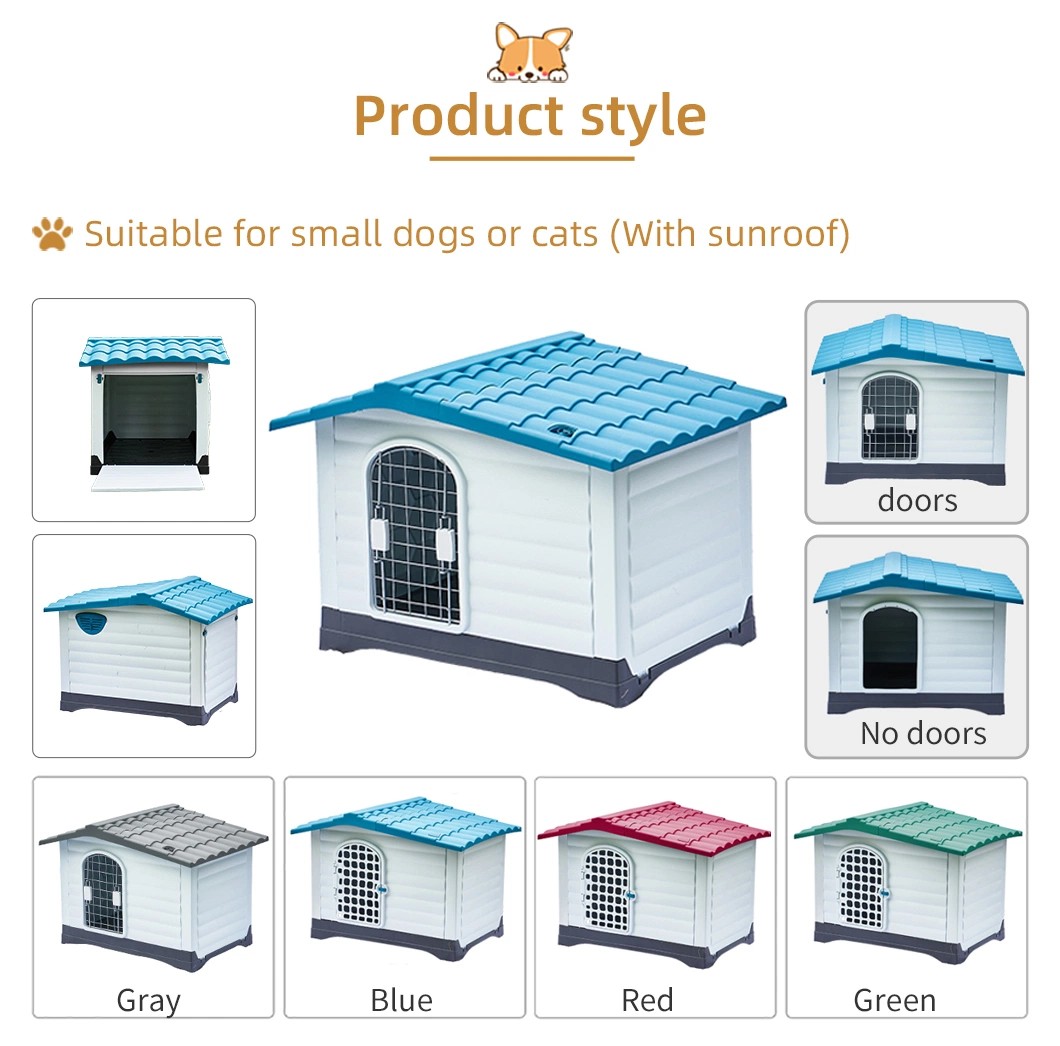 Big Cheap Outside Plastic Dog Kennel House Roof Skylight Window Heated Double Door Outdoor Pet Cage Dog Kennel Buildings House for Sale