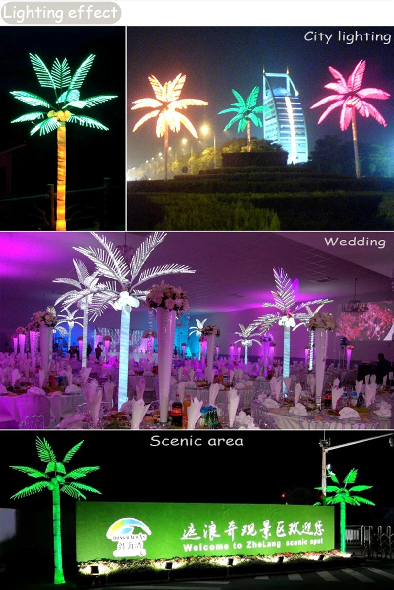 Custom Voltage 24V 110V 220V Other LED Lighting Decoration Artificial LED Tree Decoration Events Wedding Artificial Landscaping LED Palm Tree Plants Lights