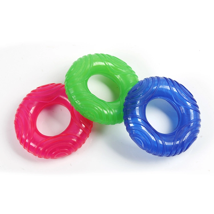 Wholesale Durable Sound TPR Dog Toys Tricolor Round Indestructible Ring Bite Chew Pet Toy Ring