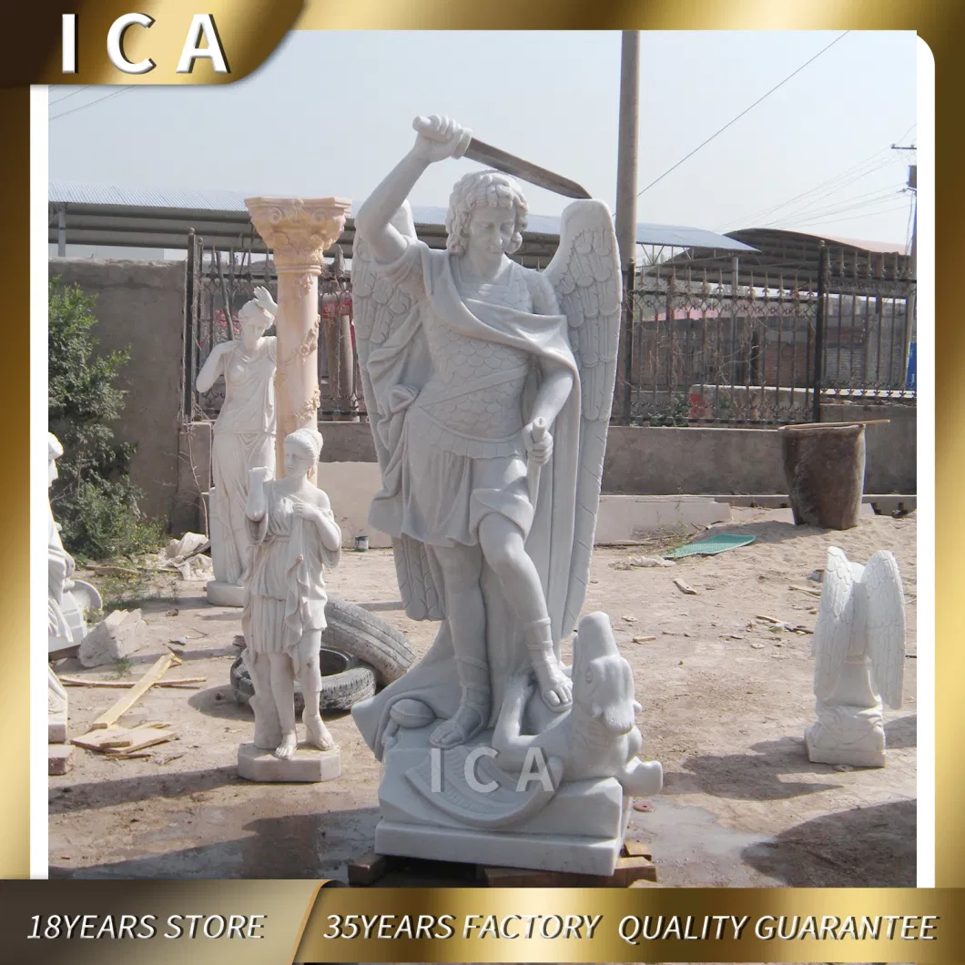 Garden Decoration Monument White Marble Stone Beautiful Angel Statue Tombstone Statue Headstone Statue Gravestone Statue Religious Stone White Marble Statue