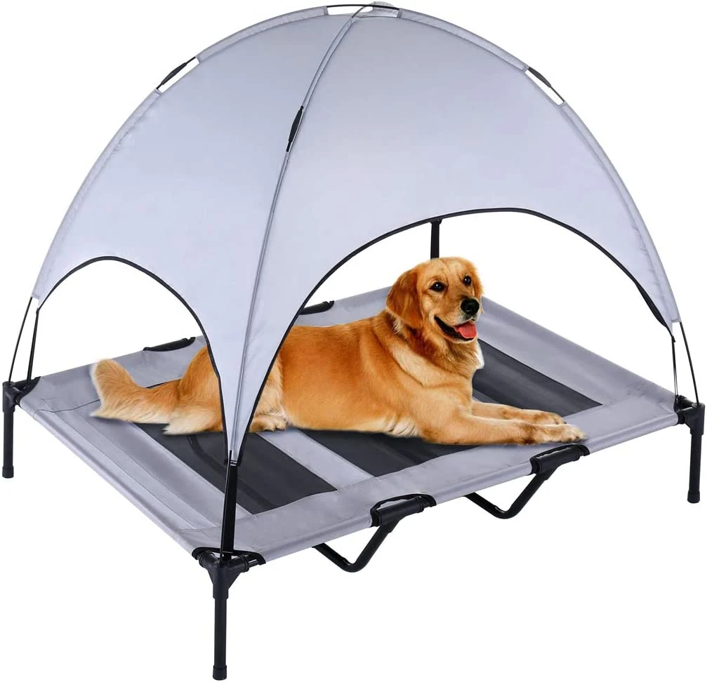 Outdoor Dog Bed Elevated Pet Cot with Canopy