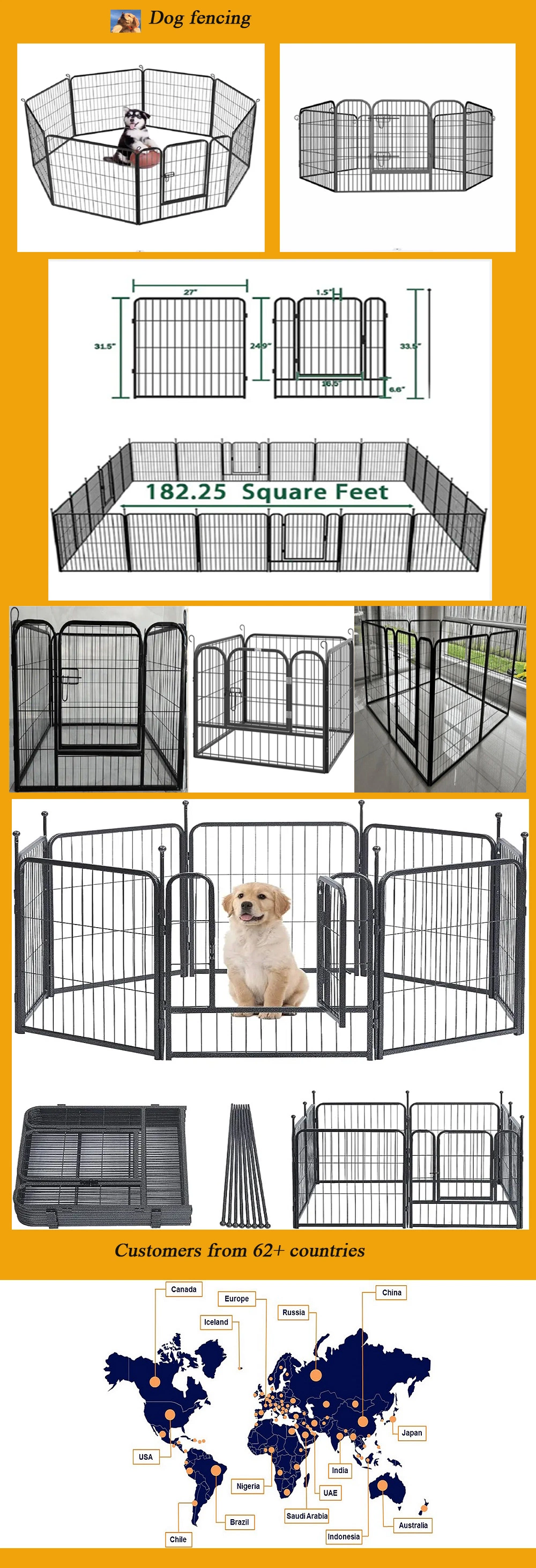 Wholesale Custom Exercise Pet Playpen Decorative Dog Fence Kennel with Pet Bed for Small Dogs Cages for Dogs