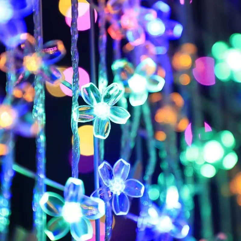 Solar String Flower Lights Outdoor Waterproof 50 LED Fairy Light Decorations for Garden Fence Patio Yard Christmas Tree, Lawn, Party (Multi-Colored)