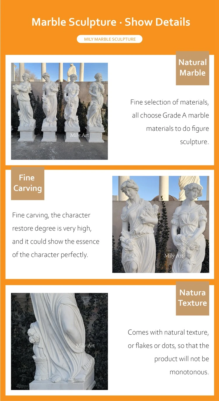 Garden Decor Greek Classic White Marble Sculpture Four Season Woman Goddess Statue