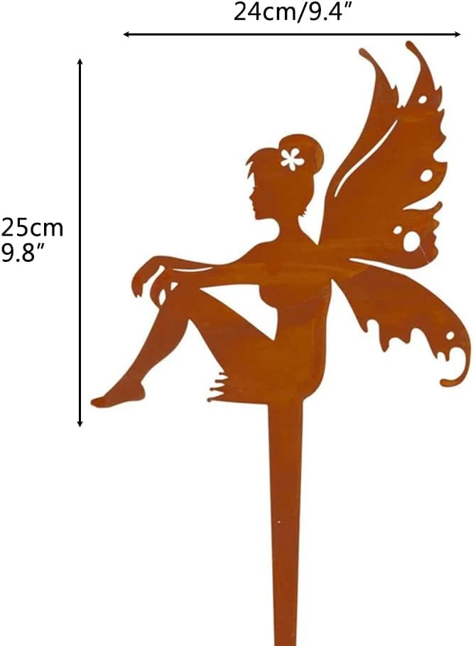 Cute Fairy Silhouette Decorative Metal Garden Yard Stakes Arts Decor Outdoor Garden Patio Ornaments, Average Code