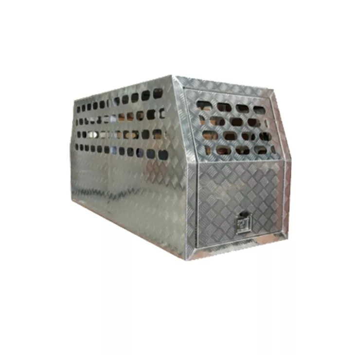 1700X550X850mm Strong Secure Ute Tray Back Aluminum Checker Plate Half Dog Box and Half Canopy for Outdoor Hunting Trip