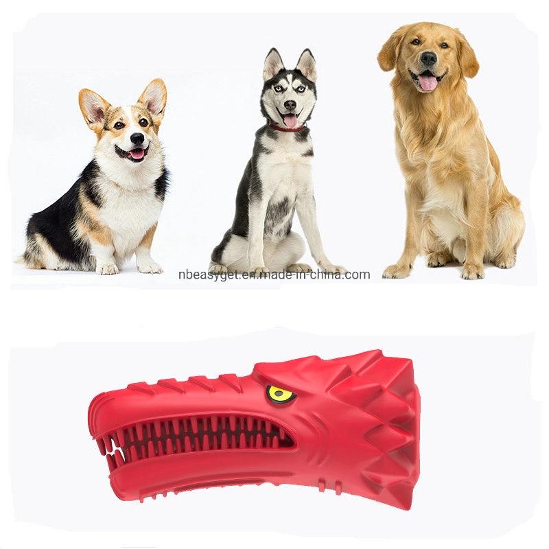 Dog Chew Toys for Aggressive Chewers Toys for Medium Large Dogs Natural Rubber Stick Toothbrush Dragon Toy and Tartar Cleaning Teething Non-Toxic Esg12813