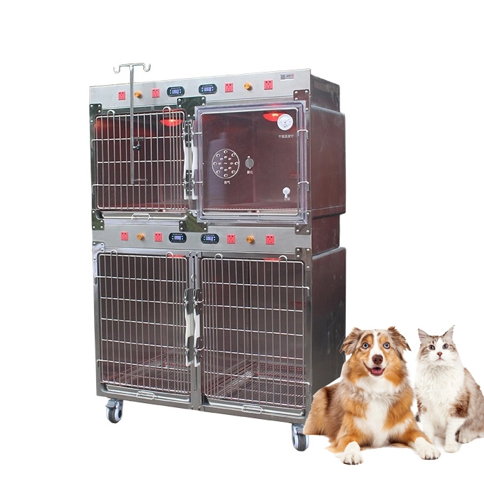 Best Veterinary ICU Cage Cat Dog Pet Animal Clinic Isolation Oxygen Treatment Heated 02 Veterinary Equipment Dog Kennel