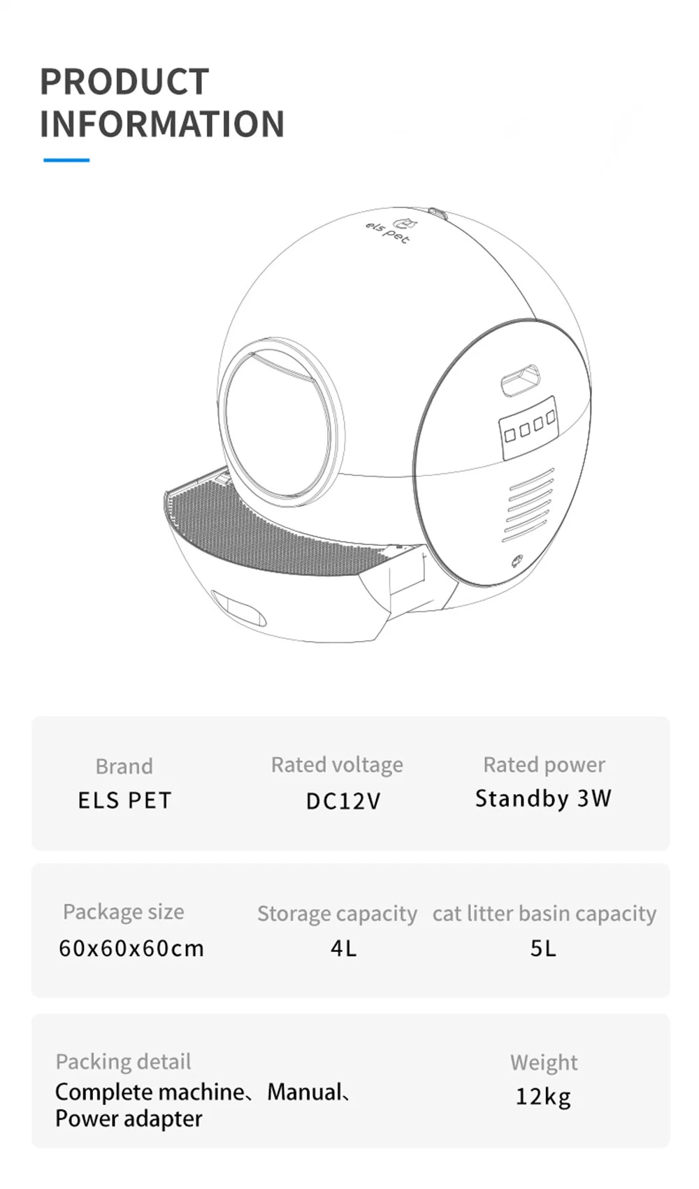 Smart Self Cleaning Cat Litter Box Luxury Large Enclosed Intelligent Automatic Cat Toilet