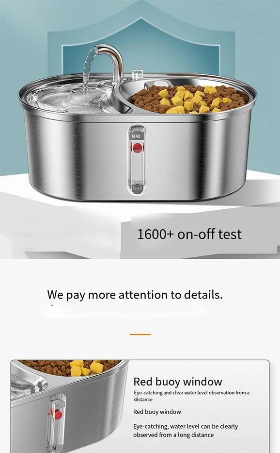 Automatic Double-Bowl Full 304 Steel Pet Drinking Fountain 3L Smart Cat Dog Water Feeder Pet Water Dispenser