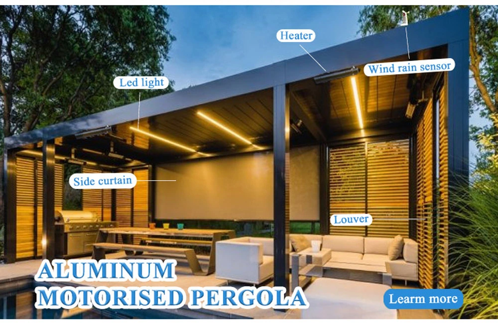 2-20% Discount Bioclimatic Patio Awnings Canopy Solid Roof LED Pergola Aluminium Outdoor Garden Buildings
