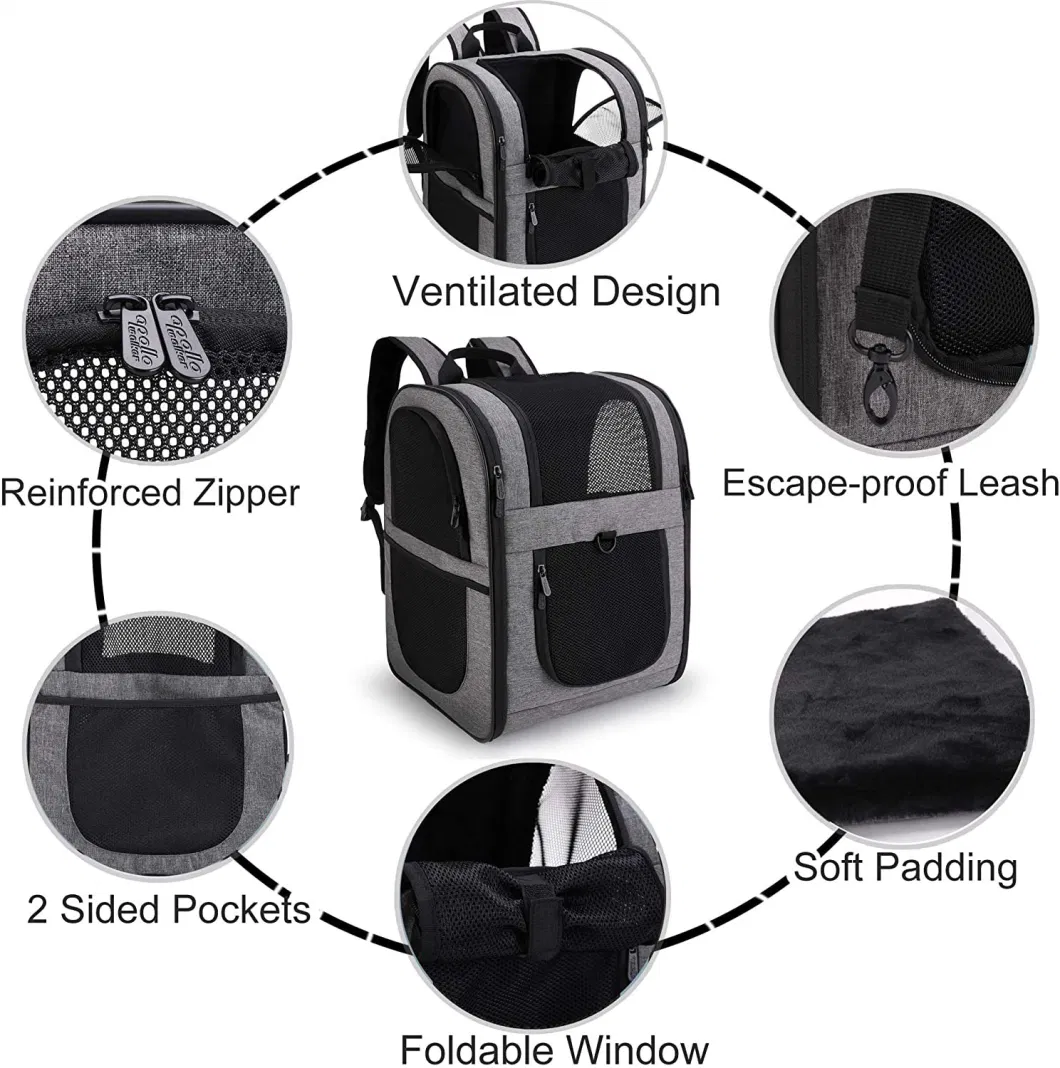 Pet Carrier Backpack for Large Small Cats and Dogs Puppies Safety Features and Cushion Back Support for Travel