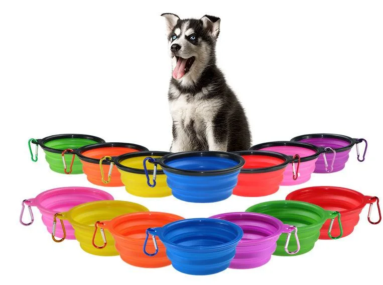 Travel Collapsible Foldable Durable Silicone Pet Dog Bowl for Food &amp; Water