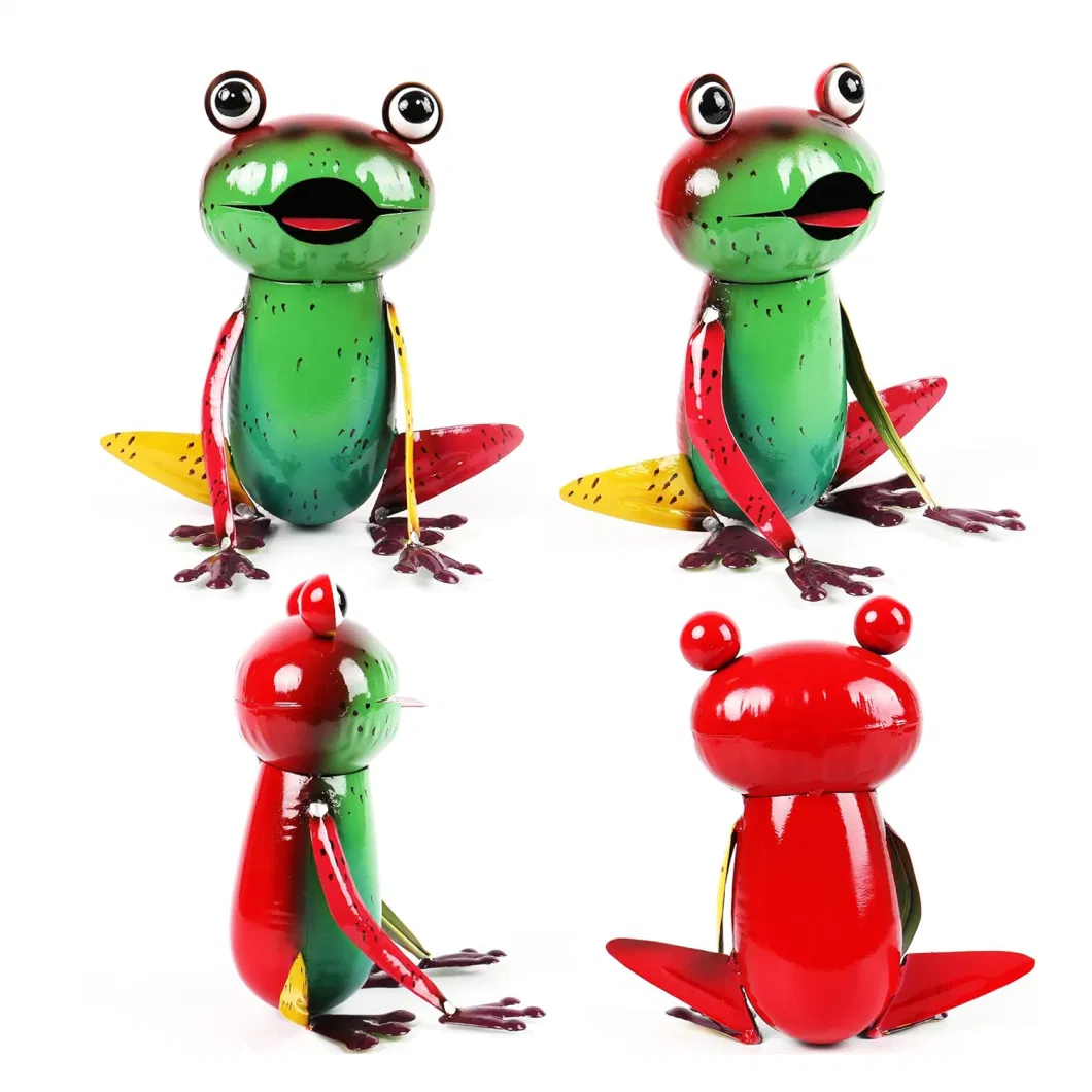 Metal Garden Decor Yard Art Cute Frog Lawn Patio Ornaments