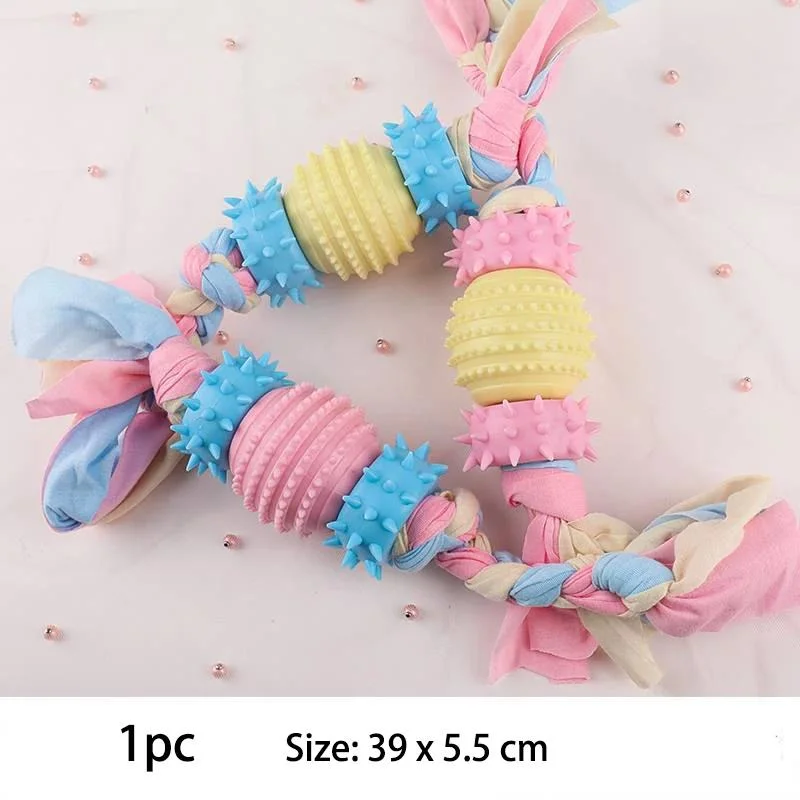 Pet Dog Toys for Small Dog Chews TPR Knot Toys Bite Resistant Molar Teeth Cleaning Dog Training Toy