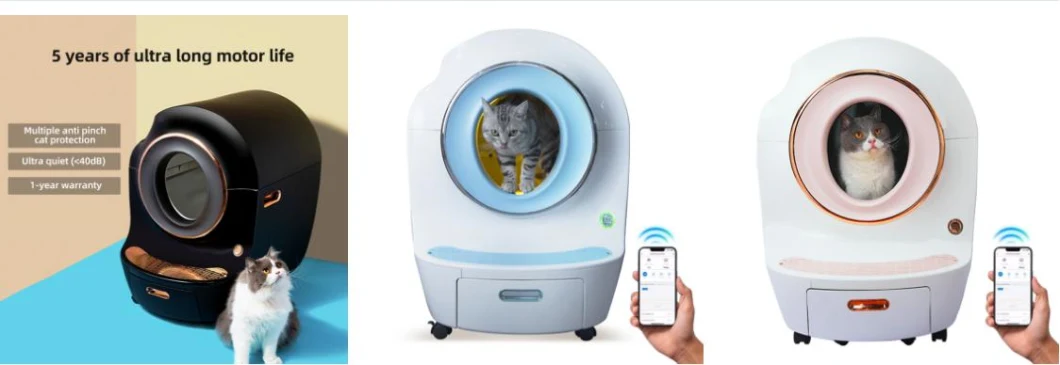 Automatic Cat Toilet Self Cleaning Cats Sandbox Smart Litter Box Closed with Cat