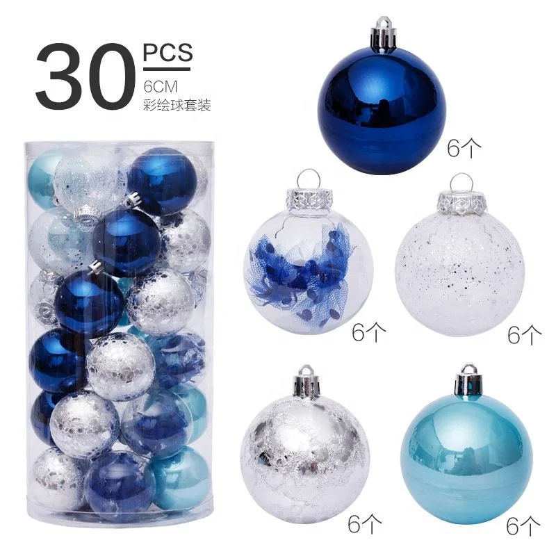 Christmas Decoration Supplies Outdoor Tree Ornament Blue White Christmas Ball