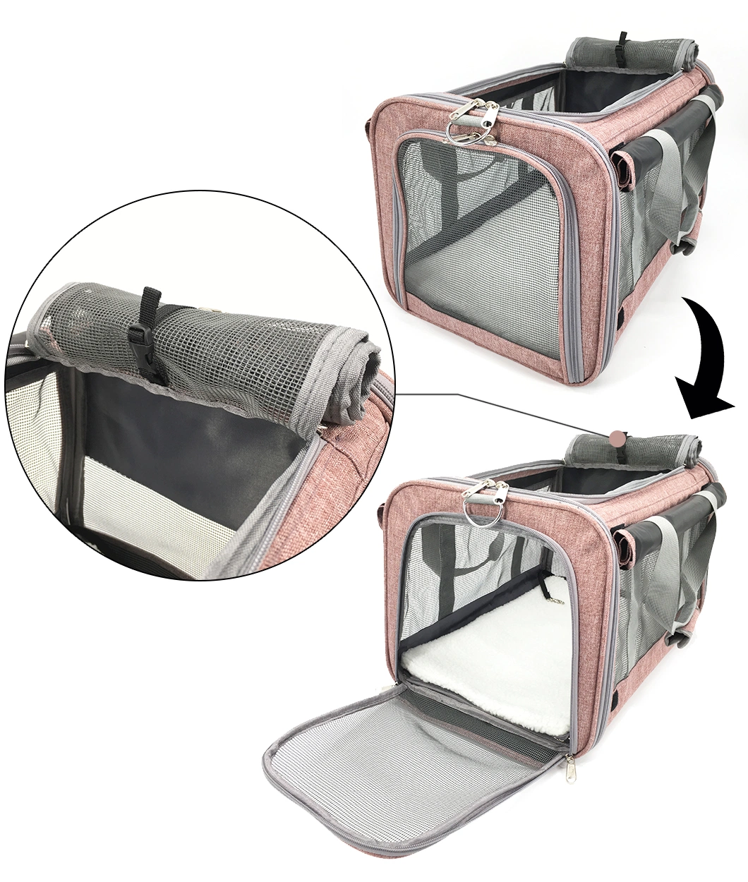 Small Pet Carrier/Cat Carrier/Kitten Carrier/ Dog Breed Carrier/Soft Fleece Pads/Washable/Pet Pursetravel Tote/Kennel/Foldable/Portable Crate/Shoulder Strap