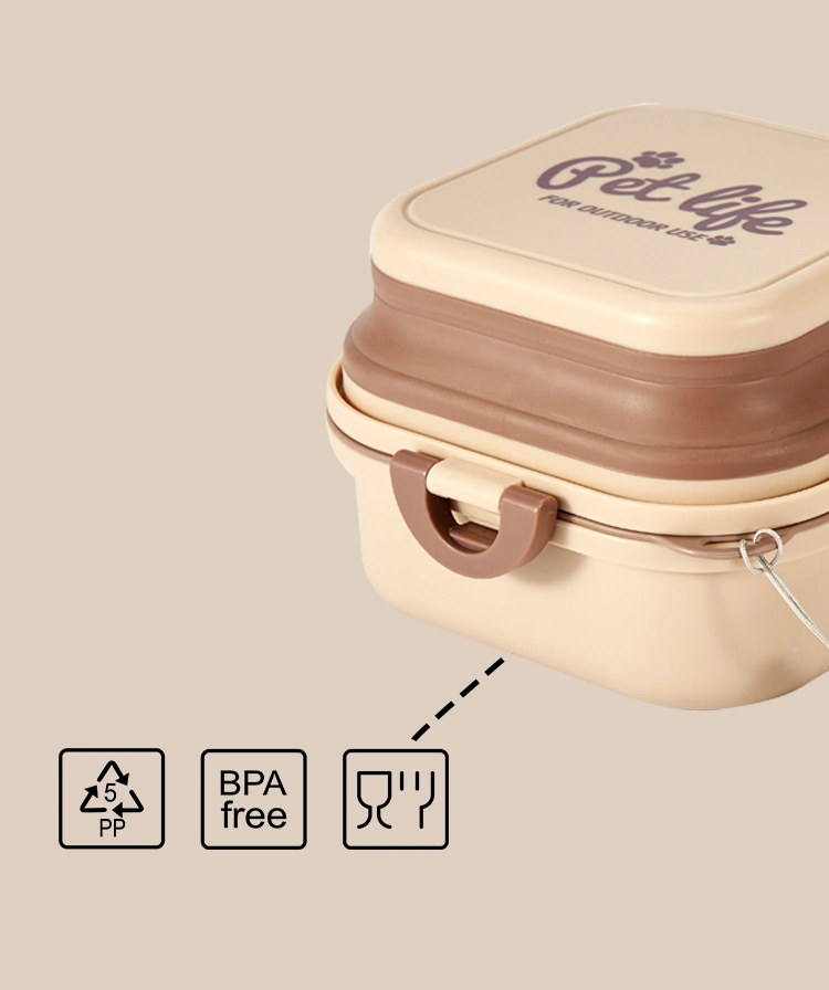 Manufacturer Wholesale Outdoor Portable Travel Foldable Dog Double Bowl Pet Food Bowl
