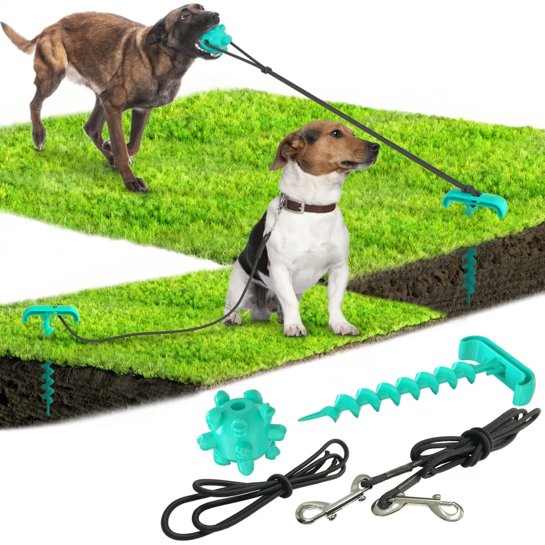 Voovpet Pet Outdoor Tie Dog Ground Pile Ground Nail Tie Dog Leash Walking Toy Dog Rope Ball Pull Toy.