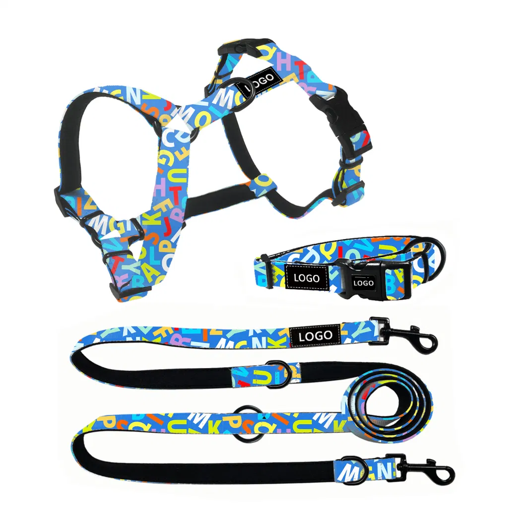 Wholesale Personalized Dog Collar and Leash High Quality Sublimation Dog Harness