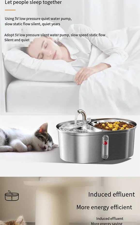 Automatic Double-Bowl Full 304 Steel Pet Drinking Fountain 3L Smart Cat Dog Water Feeder Pet Water Dispenser