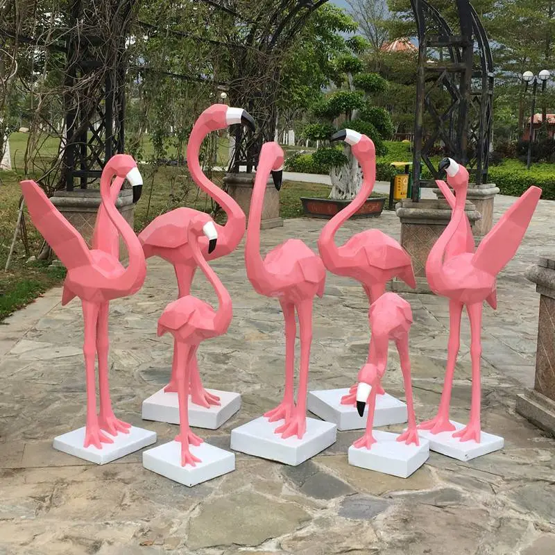 Pink Life Size Fiberglass Flamingo Statue Garden Yard Ornaments