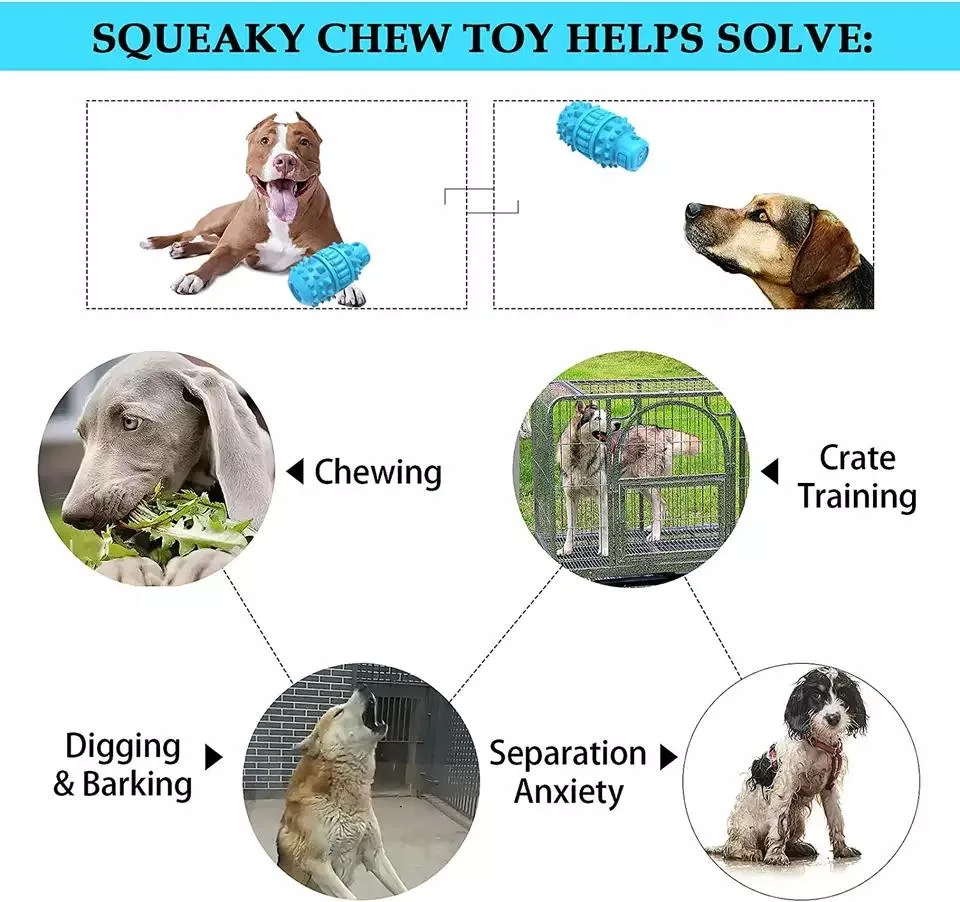 Rubber Squeaky Dog Chew Toy for Aggressive Chewers Dog Teeth Cleaning Toy