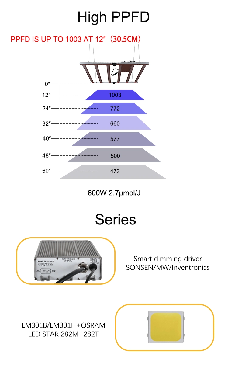 Customized Waterproof CE RoHS 600W 1000W Grow Lighting LED Lamp High Power Full Spectrum LED Plant Grow Light