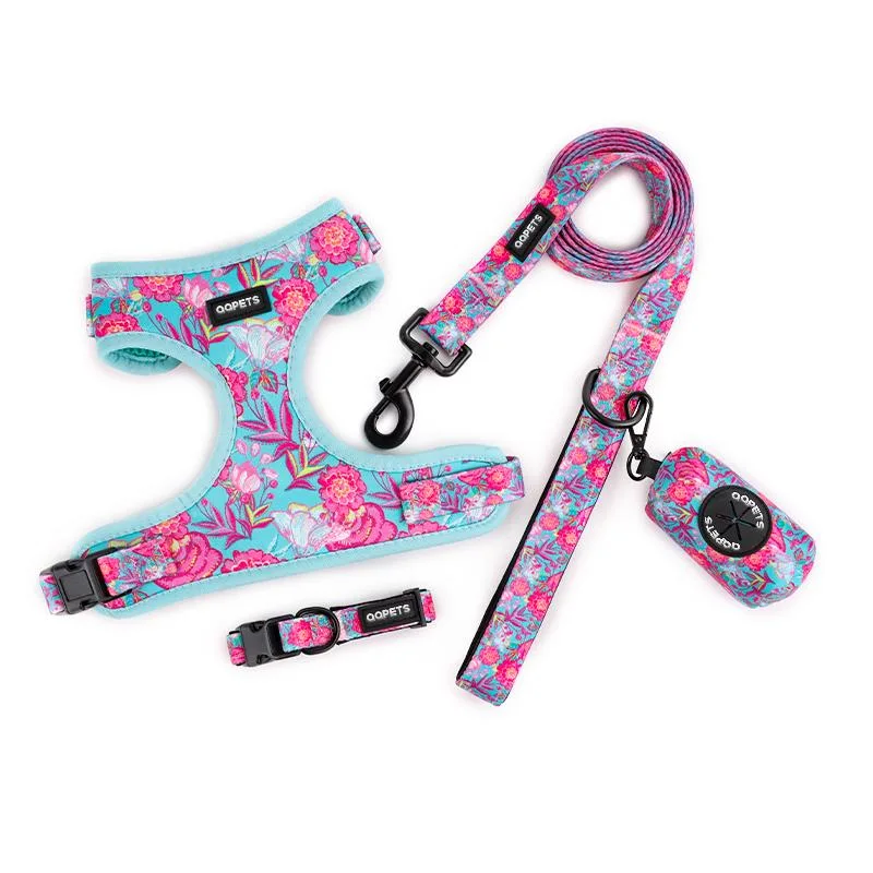 Hot Dog Collar and Leash Harness Set Sublimation Stylish Pet Harness