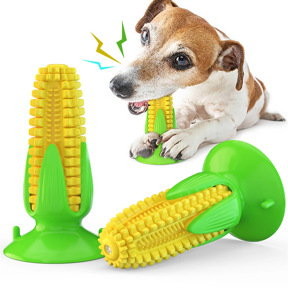 Indestructible Tough Durable Squeaky Interactive Dog Toys Puppy Teeth Chew Corn Stick Toy for Small Meduium Large Breed with Suction Cup