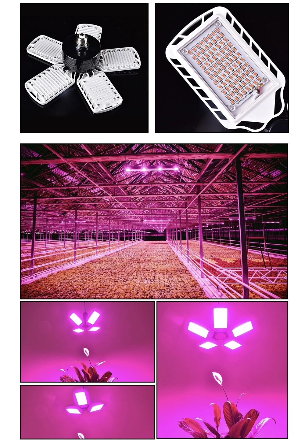 90degree Rotating Indoor Farming Grow Lamp Full Spectrum 80W Deformation LED Panel Growing Lighting E27 / E26 Red Blue Plant LED Grow Light