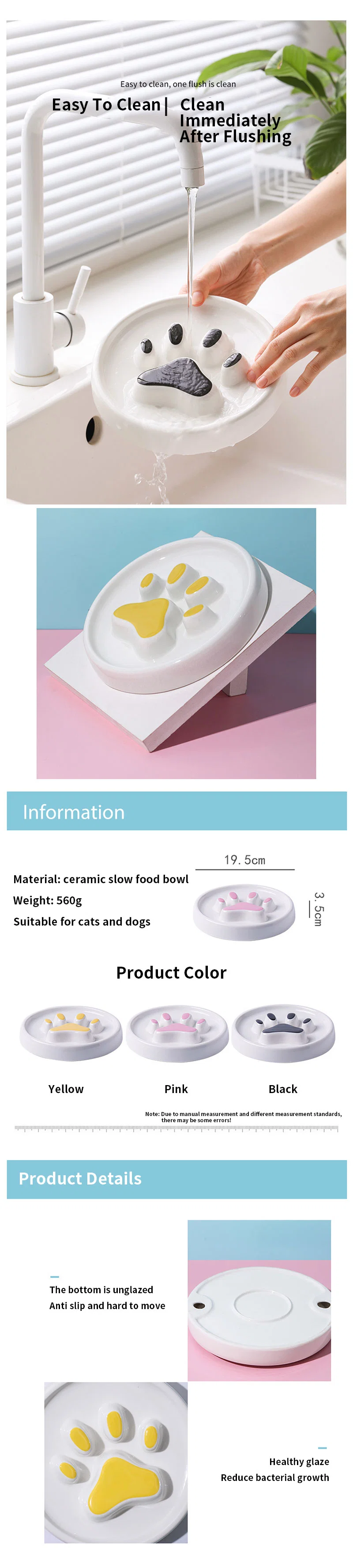 Promotion Customized Factory Supply Durable Slow Feeder Ceramic Dog Bowl Dog Water Food Bowl