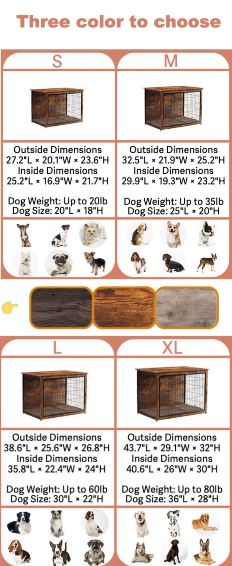 High Quality Small Wooden Dog Crate Table Double-Doors Dog Furniture Cage