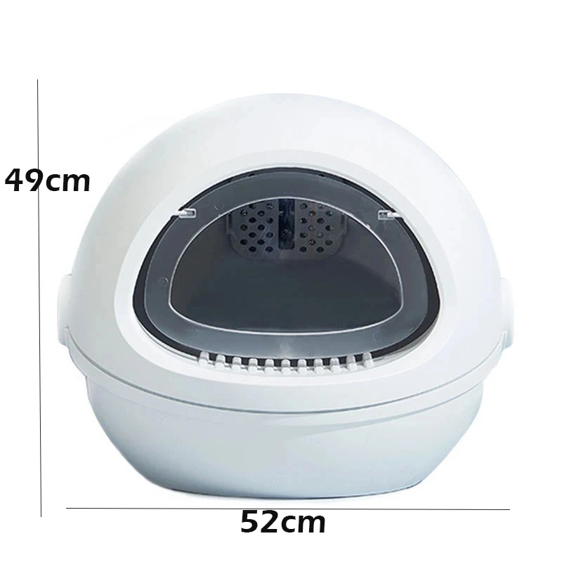 Fully Enclosed Space Capsule Cat Litter Box Toilet Pet Self Cleaning Litter Box for Cats Cute Large White Cat Litter Box
