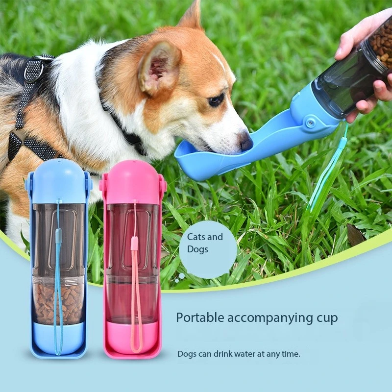 Dog Water Bottle 4 in 1 Portable Pet Water Bowl Dispenser with Dog Whistle